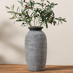 Ceramic Rustic Vase, Large Flower Farmhouse Vases Home Decor, 12.5" Tall Pottery Decorative Pampas Vase for Table Living Room Entryway Mantel Bookshelf Bedroom Bathroom Kitchen-Black