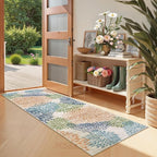 Dahlia Floral Washable Runner Rug for Hallway,2x6 Boho Multicolored Kitchen Runner Rug, Non Slip Fall Low Pile Carpet Runners for Hallway 6ft Bedroom Entryway Laundry,Multi