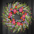 Spring Wreaths for Front Door 24 Inch with Vibrant Lavender and Daisy, Large Spring & Summer Wreath for Door Outside, Year Round Farmhouse Wedding Window Wall Decor, Housewarming Gift
