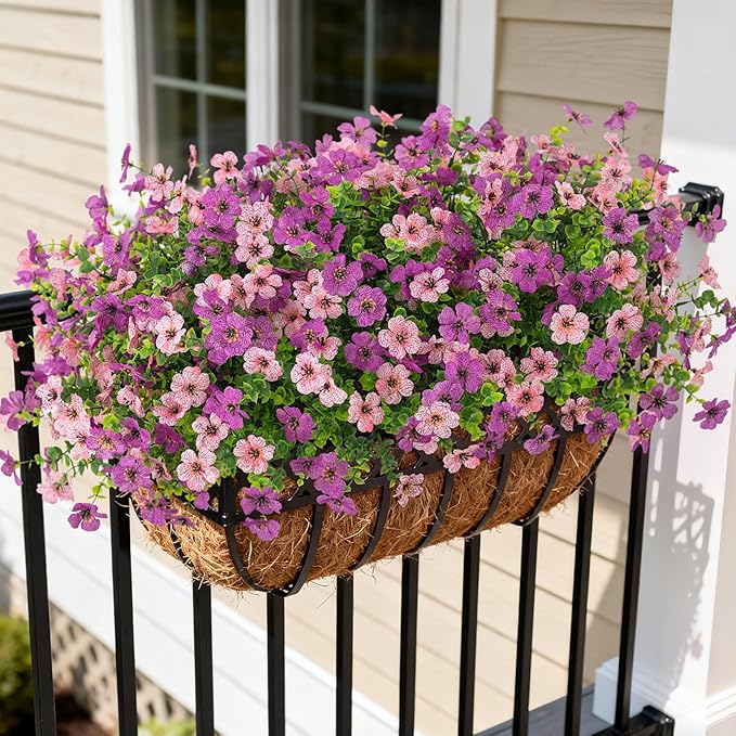 Artificial Fake Flowers Plants for Outdoor Spring Summer Decor, 12 Bundles Faux Silk Flowers for Outdoor Outside Planter Colorful Daisy UV Resistant Look Real for Front Door Porch Patio Yard