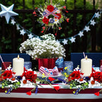 8 PCS Mini Patriotic American Cabinet Wreaths Small Red White and Blue Floral Wreath for Front Door with Ribbon Roses Daisy Forsythia July Independence Day Hanging Wreath for Porch Wall Window Decor