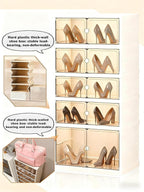 Elayce Nine-Layer Shoe Rack, Foldable Storage Box, Transparent Magnetic Door, no Installation Required, entryway Closet in White