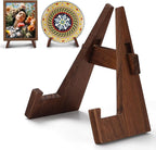 Walnut Wood Plate Stand, 9 Inch Decorative Ornament Display Stand, Plate Holders for Displaying, Picture Frame Holder Stand, Cookbook Stand for Recipe Books, Photos & Collectibles