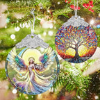 Jocidea Stained Glass Hanging Decor - Christmas Tree Ornaments - Gifts for Women, Mom