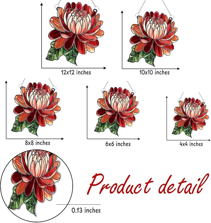 Dahlia August Birth Month Flower Acrylic Suncatcher, Flower Suncatchers for Window Hangings, Stained Glass Effect Garden Decor, Gift for Mother's Day, Mom, Grandma, Wife, Women