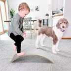 Gentle Monster Wobble Balance Board, Wooden Montessori Toy Rocker Board Natural Wood Kids Toddler Open Ended Learning Toy Yoga Curvy Board for Adult Office Classroom Christmas Gifts