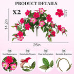 Artificial Hanging Faux Flowers for Outdoors Planters 2PCS Fake Flowers Silk Hibiscus Flowers for Outside Outdoor Faux Hanging Plants UV Resistant Spring Home Front Porch Decoration