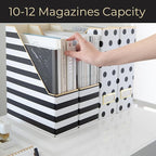 BLU MONACO | Cardboard Magazine File Holder Set of 4 | Vertical Magazine File Holder for Desk and Shelves | Standing File Holder for Classroom School Paper Storage