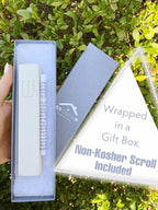 A&S Mezuzot Modern Concrete Mezuzah Case with Scroll, Easy Peel and Stick Mezuza (White+ Engraved Shin, 5 Inches)