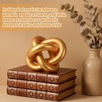 Yalikop 3 Link Wood Knot Decor Rustic Home Décor Accents Hand Carved Coffee Table Decoration, Boho Chain Link Decoration, Modern Shelf, Rustic Objects for Home Living Room Bedroom(Gold)
