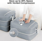 Comforter Storage Bag - 110L Large Capacity Blanket Storage Bags 2-Layer Ultra Space Saving Self Compression Organizer, Washable Compression Bags for Storage Comforter Blanket, 1-Pack, Grey