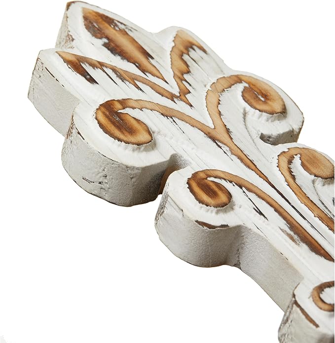 SOFE Decorative Wall Crosses for Home Decor, White Wash Wood Cross for Wall Decor, Rustic Cross to Hang on Wall, Wall Art Hand Carving Unique Pattern, Easter Religious Gifts