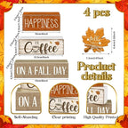 Lineshading 4 Pcs Fall Decoration for Home Wooden Maple Leaf Thanksgiving Table Centerpiece Thanksgiving Tiered Tray Decor Rustic Decorative Maple Leaf Block Signs Farmhouse Autumn Decor for Kitchen