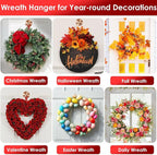 Bronze Wreath Hangers for Front Door, 22 LB Heavy Duty Suction Cup Wreath Hooks for Halloween Fall Christmas Decorations, Strong Removable Wreath Holders, Garland Hangers for Door Frame Window Glass