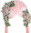 Lisuun Wedding Arch Flowers, Artificial Flowers for Decoration, 2pcs Flower Swag and 1 pcs Semi-Sheer Chiffon Table Runner Swag for Beautiful Dream Wedding Ceremony Floral Decor - Pack of 3