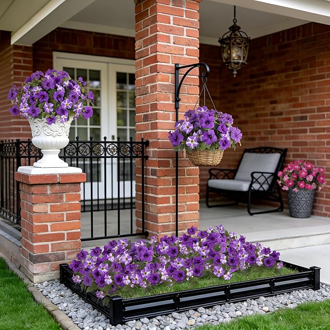 6 Pcs Artificial Flowers Fake Petunias for Outdoors, Faux Flowers for Outdoor Planter, UV Resistant Realistic Fake Plants for Outside No Fade for Garden Porch Patio Indoor Room Decor(Purple)
