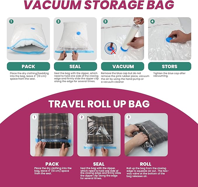 Space Bags Vacuum Storage Bags (Variety 20 Pack) Save 80% Space - Vacuum Bags for Comforters and Blankets, Bedding, Compression Seal for Closet Storage - Pump for Travel