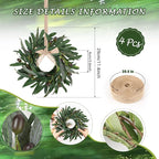 4 Pcs Artificial Green Olive Wreaths Greenery Wreath with Olive Leaves Mini Green Kitchen Cabinet Wreaths Swag Spring Summer Wreath for Front Door Porch Wall Window Farmhouse Wedding Decoration