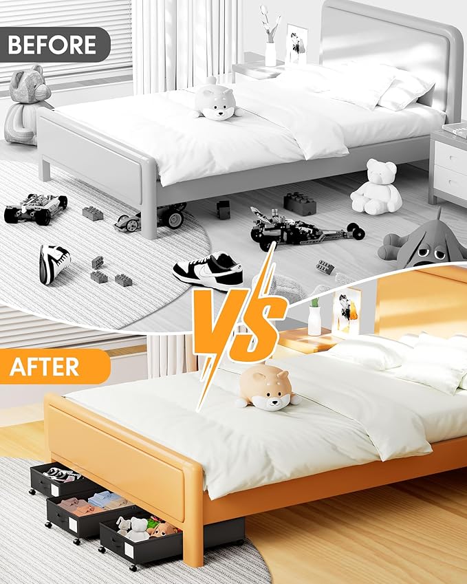 Under Bed Storage with Wheels,1Pack Underbed Shoe Storage Organizer,7.5-10.6 inchTall Adjustable Storage for Underbed with Lids,65L Extra large capacity for Clothes, Blankets,Shoes