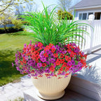Artificial Flowers for Outdoors, 14 Bundles UV Resistant Fake Flowers Daisy with Greenery Plants,Faux Outdoor Flowers for Spring Summer Decoration, Outdoor Faux Plants Home Window Porch Patio Yard