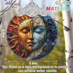 Stained Glass Suncatcher Ornament - Sun and Moon Christmas Decorations - Christmas Ornaments for Tree - Holiday Present Ideas - Gift Exchange