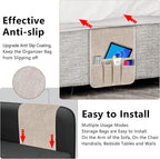 Couch Armrest Remote Control Holder, Couch Caddy Gifts for Seniors Bed Caddy Tv Remote Holder with 5 Pockets for Key Glasses Phone Magazine Holders