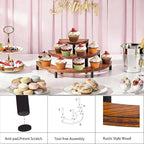 3-Tier Wooden Display Risers, Rustic Cupcake Stand, Perfume Organizer, Dessert Table Display Set for Party & Home Decor (Brown)