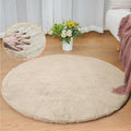 Camel Plush Shag Faux Rabbit Washable Fuzzy Fur Rugs for Living Room Bedroom Kids Circle Small Nursery Area Rug Round Rug 3ft