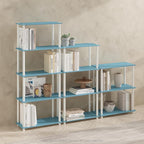 Furinno Turn-N-Tube Book Shelf, 4-Tier Bookshelf, Bookcase with Multipurpose Compact Display Rack, 11.6 x 23.6 x 43.2, for Living Room, Bedroom, Home Office, Light Blue/White