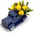 Navy Blue Metal Truck with Artificial Lemon Decor, Farmhouse Spring Summer Centerpiece for Kitchen and Dining Table, Small Ornament for Sidetable, Summer Theme Tiered Tray Decor, 8-inch…