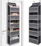 Over Door Organizer with 5 Large Pockets, Heavy Duty Hanging Organizer Storage, Closet Bathroom Nursery Bedroom Dorm, Toys Cosmetics Sundries and Baby Essentials, Gray