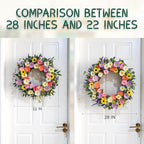 VioletEverGarden 28 Inch Spring Wreaths for Front Door Large Spring Wreath 6 Colors Floral Wreath with Lavender Daisy and Eucalyptus for Indoor Outdoor Holiday Celebration
