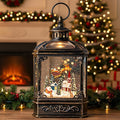 Christmas Snow Globe Swirling Glittering Lantern Santa Flying with Reindeer, USB Lined/Battery Operated Lighted Water Lantern for Christmas Festival Decoration Gifts