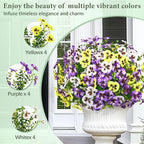 MARTINE MALL 8 Bundles Look Real Artificial Flowers for Outdoors, Realistic Fake Outdoor Flowers, UV Resistant Silk Pansy Flowers for Outside Faux Flower Plants for Outdoor Porch Garden, Mixed Colors