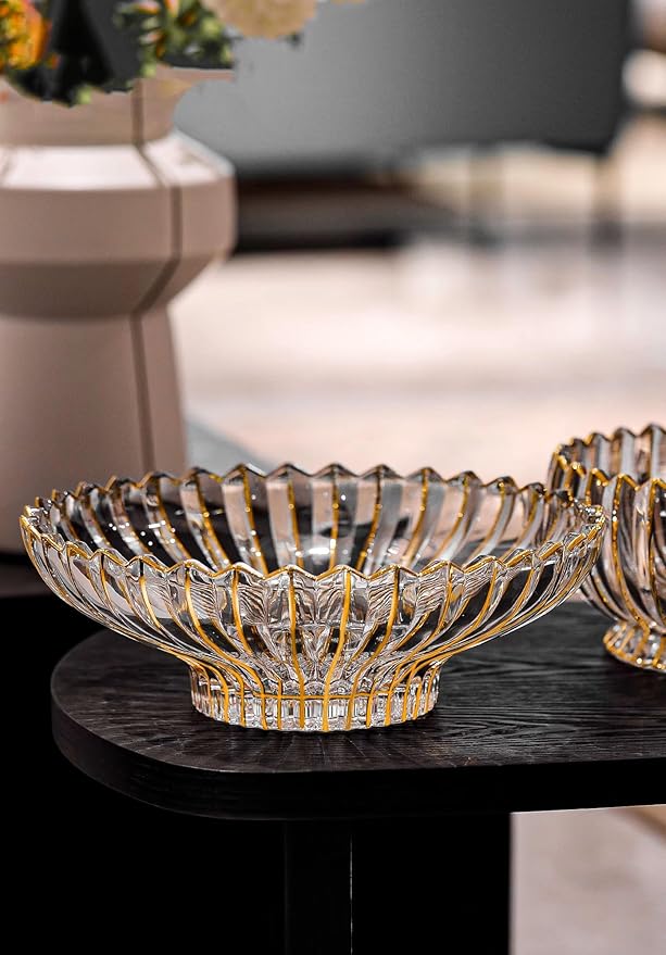 MAGCOLOR Hand-painted Gold Decorative Bowl-12 inch Diameter, Fruit Bowl, Kitchen Table Centerpiece, Home Decor. (Gold)
