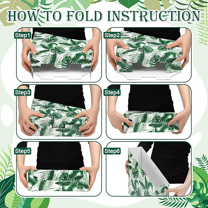 AmazingSpark Set of 4 Monstera Magazine Holder Decorative Foldable Magazine Storage Boxes with Acrylic Label Holders Coquettish Boho Organizer for Office Home Organization Storage