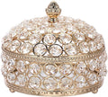 Hipiwe Crystal Jewelry Box Jewelry Trinket Organizer Box Gold Treasure Box Luxury Home Decor Ring Earrings Storage Holder Keepsake Box for Women,X-Large