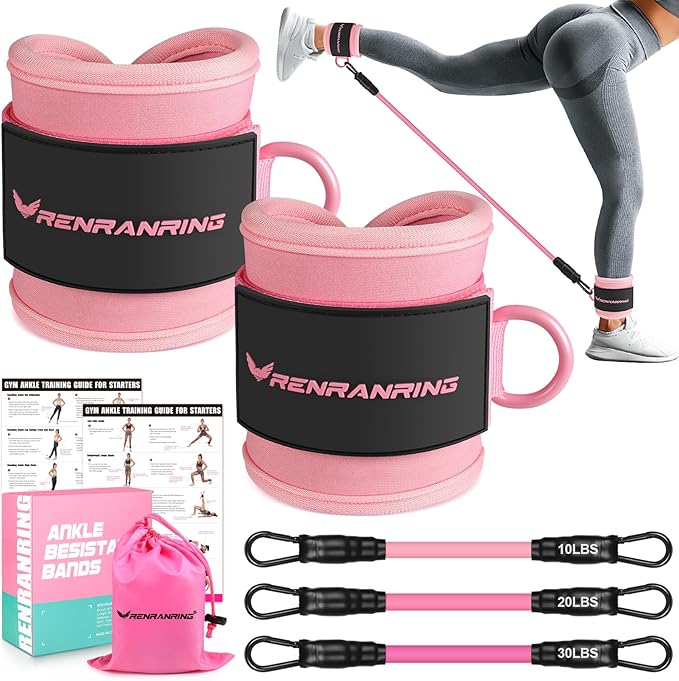 Ankle Resistance Bands with Cuffs, Ankle Bands for Working Out, Ankle Resistance Band for Legs and Glutes Workout Equipment, Butt Exercise Equipment for Women