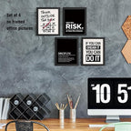 DSHFG Motivational Office Inspirational Wall Art Prints Set of 4, Think Outside the Box Motivational Balck Wall Art Posters for Office Home Decor, 8x10 Unframed