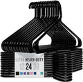 NEATERIZE Thick Heavy Duty Hangers - Black Plastic Clothes Hangers 24 Pack - Great for Coat Hanger, Jackets Jeans & Suit Hanger for Closet - New Apartment Essentials Percheros Ganchos para Colgar Ropa