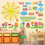 HIQINLUG Religious Christian Classroom Bulletin Board Set with Lord Spring Theme Elements for Sunday School Bible Classroom Wall Decor