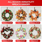 2-Pack Adjustable Wreath Hangers for Front Door Decor, 12.5-20" Heavy Duty Metal Over The Door Hooks (22 lbs) for Easter & Welcome Signs, Ultra-Thin Scratch-Free Holder for Tall & Storm Doors