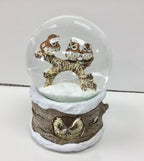 Winter Barn Owls 100mm Musical Snow Globe Plays Carol of The Bells