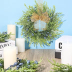 4 PCS Mini Blueberry Kitchen Cabinet Wreaths Artificial Spring Summer Farmhouse Hanging Wreaths Rustic Cedar Greenery Wreath with Burlap Bow for Front Door Cabinet Wall Window Wedding Home Decor