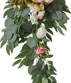 Machoo Decorative Swags Wedding Arch Flowers Swags Artificial Flowers for Decoration 2 Pcs Peony Flower Swag for Wedding Decor Welcome Sign Wedding Arch Lintel Decor (Champagne)