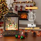 Christmas Snow Globe Swirling Glittering Snowman Choir with Music & Timer, USB Lined/Battery Operated Lighted Water Lantern for Christmas Festival Decoration Gifts