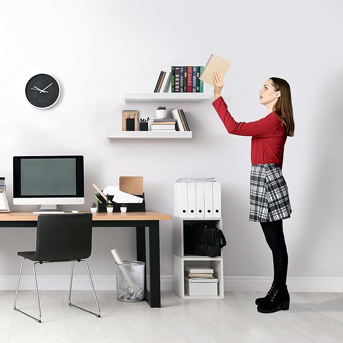 Sorbus Floating Shelves for Wall – 16 Inch Floating Shelf for Kitchen, Bedroom, Living Room, Bathroom, Home & Wall Decor - Mounted Bathroom Shelves with Invisible Brackets (White, 2 Pack)