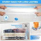 6Pack Thickened Space Saver Vacuum Storage Bags Jumbo for Clothes with Hand Pump, Vacuum Sealed Bags for Clothing, Comforters and Blankets