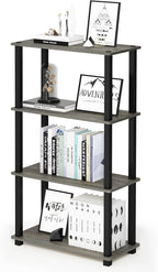 Furinno TURN-S-TUBE Storage Shelves, 4-Tier Book Shelf, Corner Shelf, Toolless Open Shelves, for Organization and Storage, Living Room, Garage, Home Office, French Oak