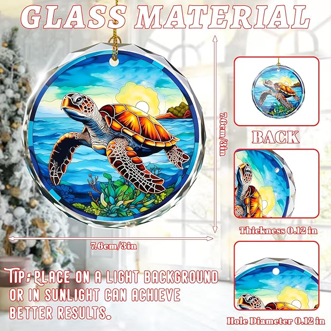 Stained Glass Sea Turtle Ornament - Christmas Tree Decor, Gift Exchange Present